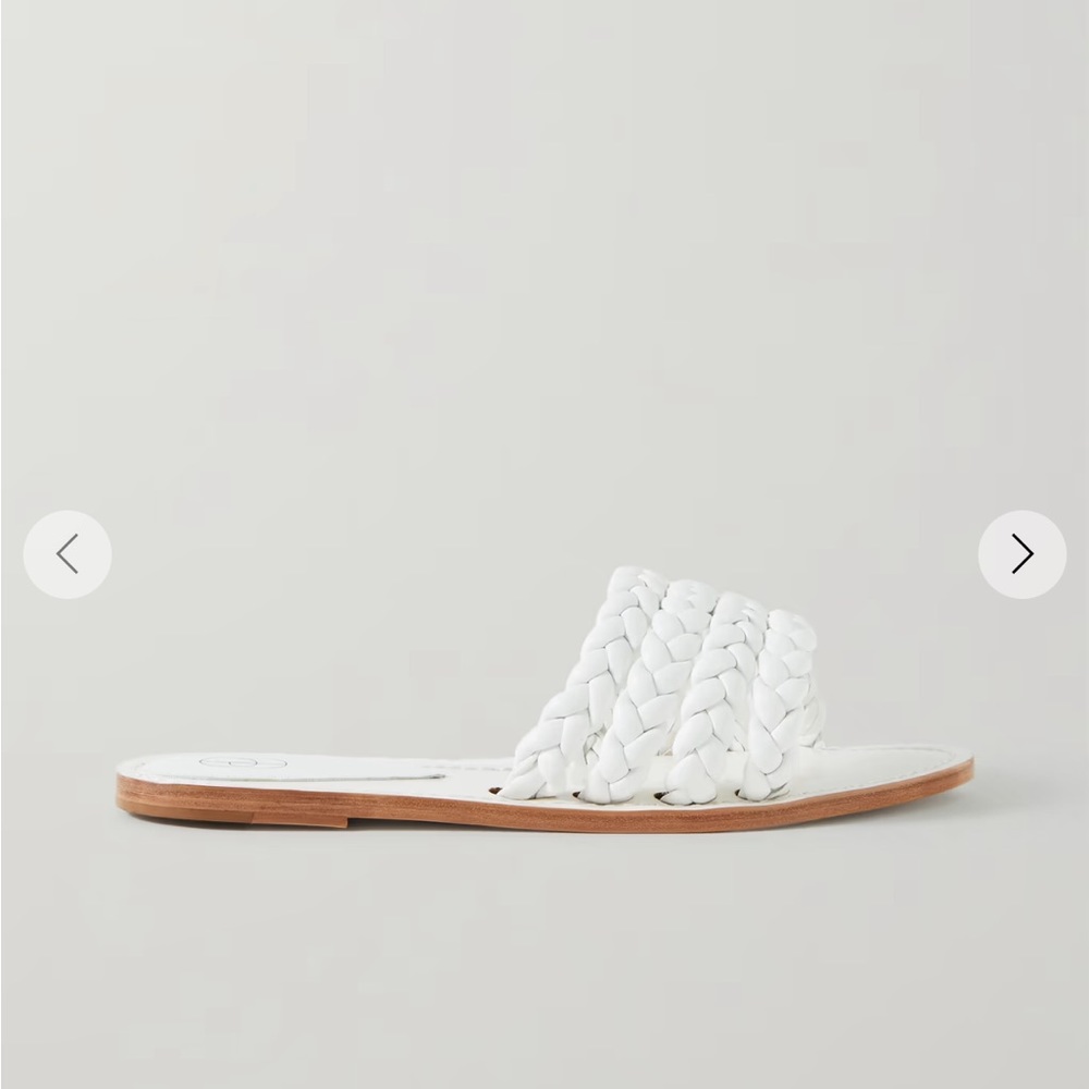 *NWT* Porte & Paire white braided flat sandals, size 39 / 8.5